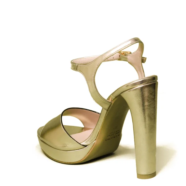Albano sandalo donna elegante con tacco alto color platino laminato modello 2176 SON10