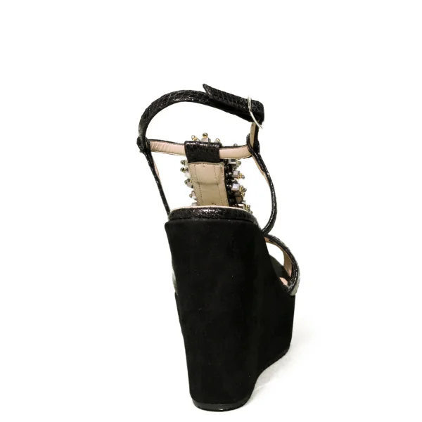 Albano sandalo gioiello con zeppa alta colore nero pitonato modello 2053 ZEP90