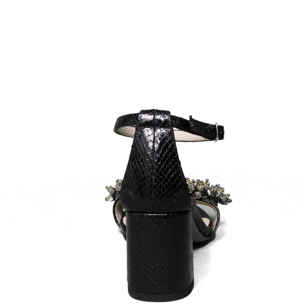 Albano sandalo gioiello donna con tacco alto colore nero pitonato modello 2042 70RIV