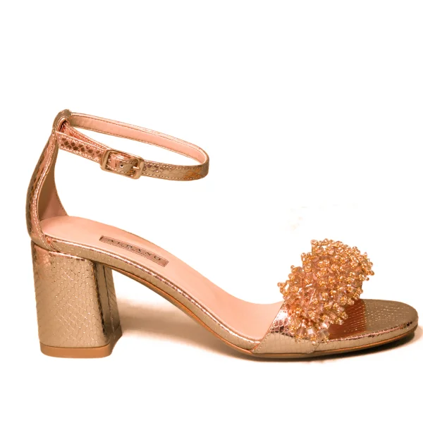 Albano sandal jewel woman with high heel copper color pitonato model 2042 70RIV