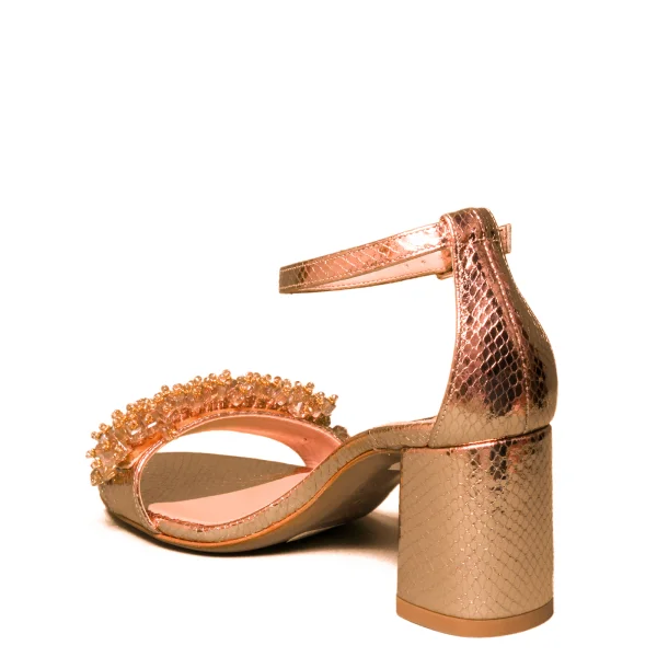 Albano sandalo gioiello donna con tacco alto color rame pitonato modello 2042 70RIV