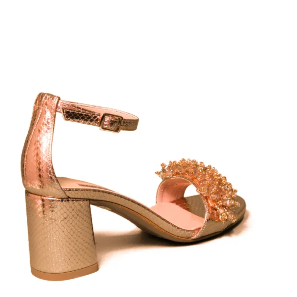 Albano sandalo gioiello donna con tacco alto color rame pitonato modello 2042 70RIV