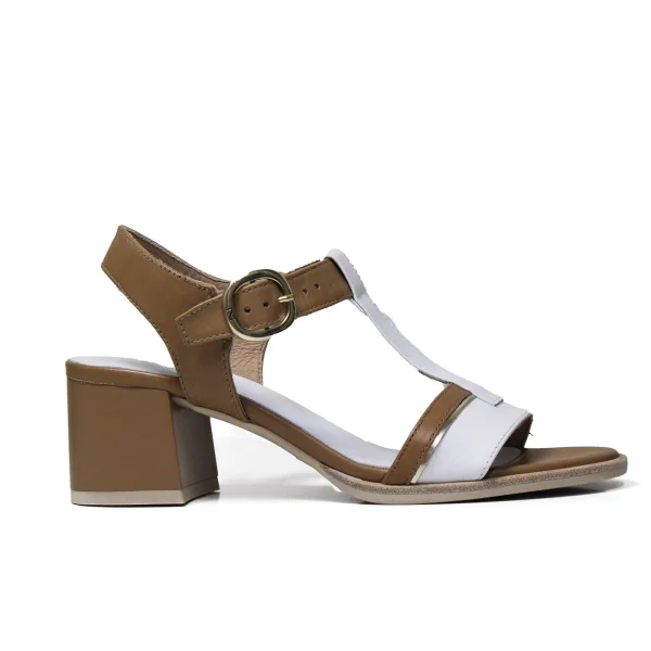 Nero Giardini sandal in two-tone brandy leather and white article P908200D 441