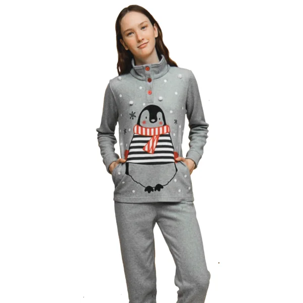 Noidìnotte pajamas gown woman micropile gray melange article FA6905AB