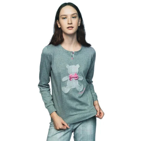 Noidìnotte Pajamas woman warm cotton gray melange article FA6835AB