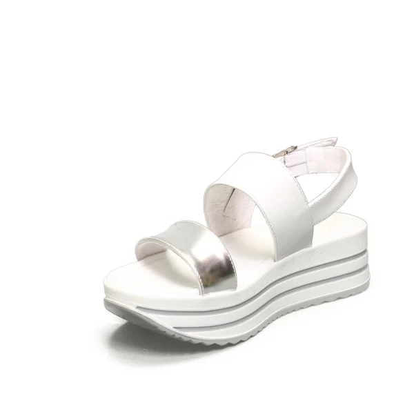 Nero Giardini sandalo donna con zeppa media color argento articolo E012590D 700