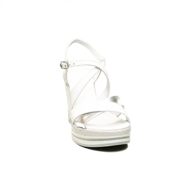 Nero Giardini sandalo donna con zeppa alta colore bianco articolo E012460D 707