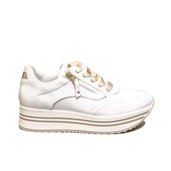 Nero Giardini sneaker donna colore bianco con inserti in oro articolo E010560D 707