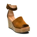 Nero Giardini sandalo donna in pelle con zeppa alta color tabacco articolo E012411D 326