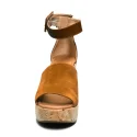 Nero Giardini sandalo donna in pelle con zeppa alta color tabacco articolo E012411D 326