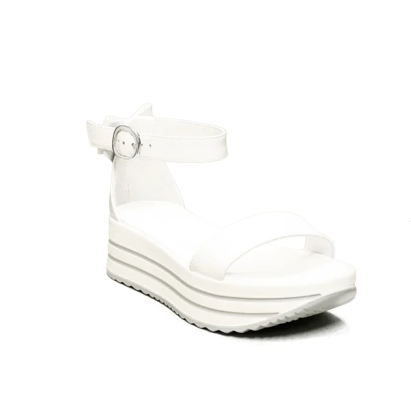 Nero Giardini woman sandal in leather with wedge white color article E012591D 707