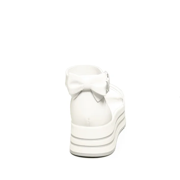 Nero Giardini sandalo donna in pelle con zeppa colore bianco articolo E012591D 707
