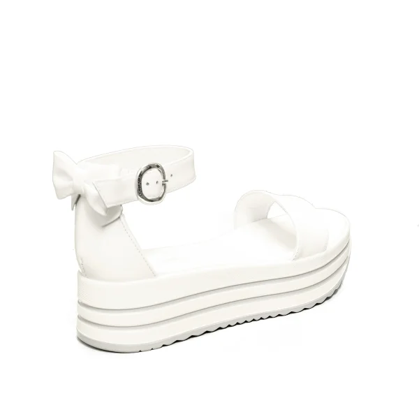 Nero Giardini sandalo donna in pelle con zeppa colore bianco articolo E012591D 707