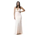 Evanity long dress with stole made of peach colored polyester article F42291 PSS1DT
