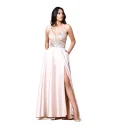 Evanity long dress with stole made of peach colored polyester article F42273 RMS1DT