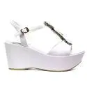 Luciano Barachini Wedge Sandals Women High Leather 6315A White