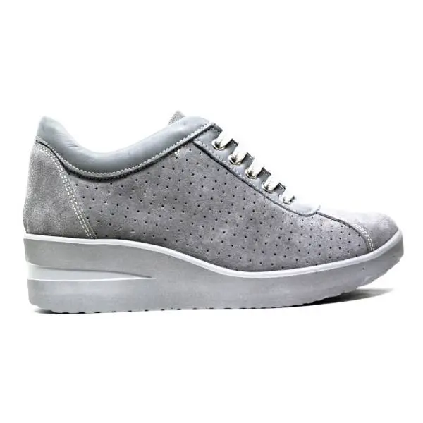 THE ONLY LINE GREY SUEDE PERFORATED