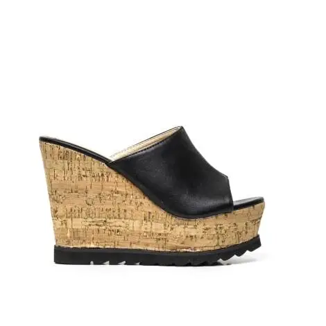 Sandals with high wedge Kharisma 9455 Soft black