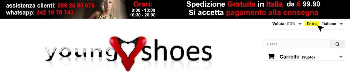 Primo Passaggio per effettuare il Reso su Young Shoes